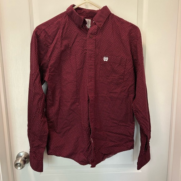 Cinch Other - Cinch Maroon Polka Dot Button-Up